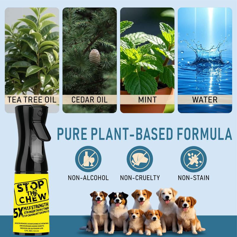 Stop the Chew Spray 5X Strength anti Chew Sprayfor Dogs - No Chew Spray for Puppies - Alcoholfree Dog Deterrent Spray - Bitter Spray for Dogs Tostop Chewing - Powerful No Chew Spray for Dogs