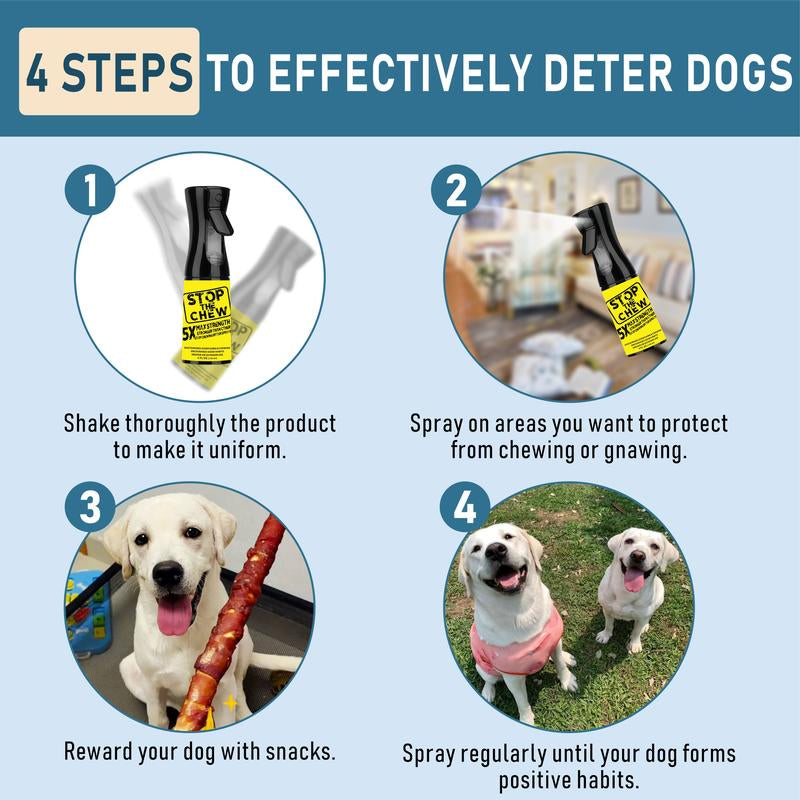 Stop the Chew Spray 5X Strength anti Chew Sprayfor Dogs - No Chew Spray for Puppies - Alcoholfree Dog Deterrent Spray - Bitter Spray for Dogs Tostop Chewing - Powerful No Chew Spray for Dogs