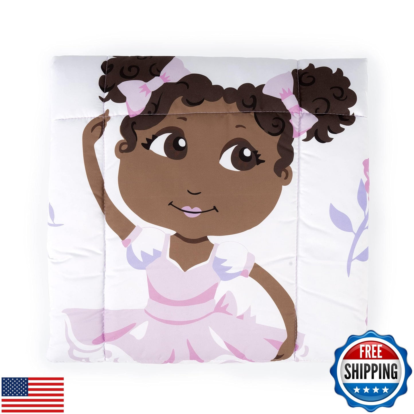 Little Muffincakes Zhara Toddler Quilted Blanket, Ballerina and Flower Print,