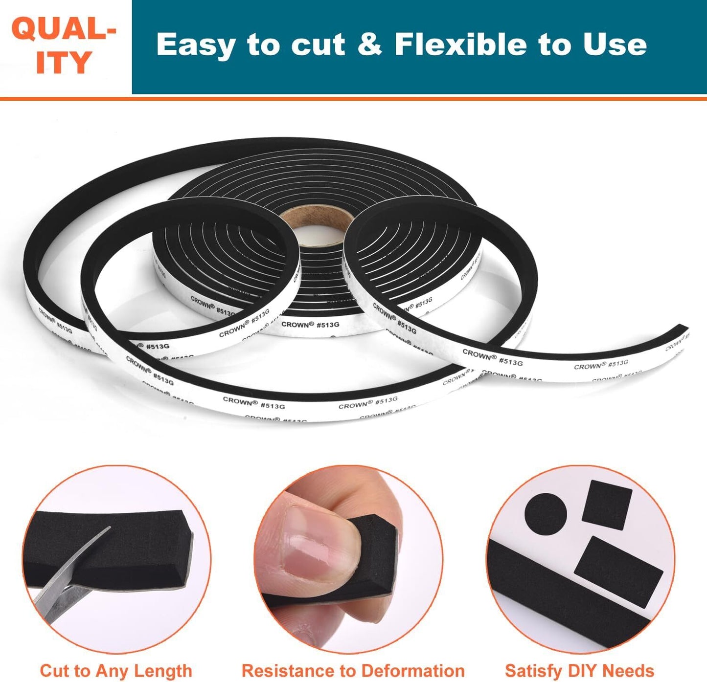 Weather Stripping Door Seal - Adhesive Foam Tape for Soundproofing and Weatherproofing