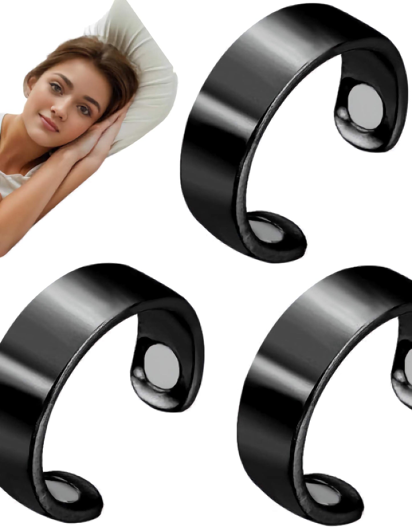 Adjustable Fatigue Relief Sleep Aid Magnetic Acupressure Ring ( Pack Of 3 )