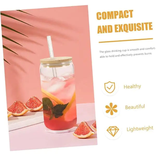 Transparent Glass Cup With Lid And Straw 500ml Multi Function Drinkware For Milk Tea Juice Coffee And Tea