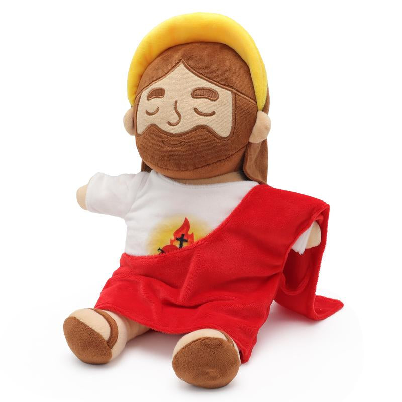Yelakey Breathing Jesus Plush Toys with Light & Sound, Jesus Stuffed Animal Breathing Plushy Doll, Christian Catholic Religious Plushie Chr