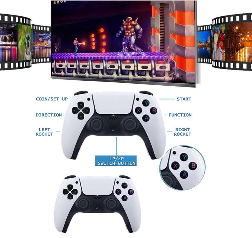 2025 New Retro Gaming Console with White Controllers, 9 Emulators, 20,000+ Games, 4K HDMI Output, 2.4Ghz Wireless Controller, Plug & Play (64GB)