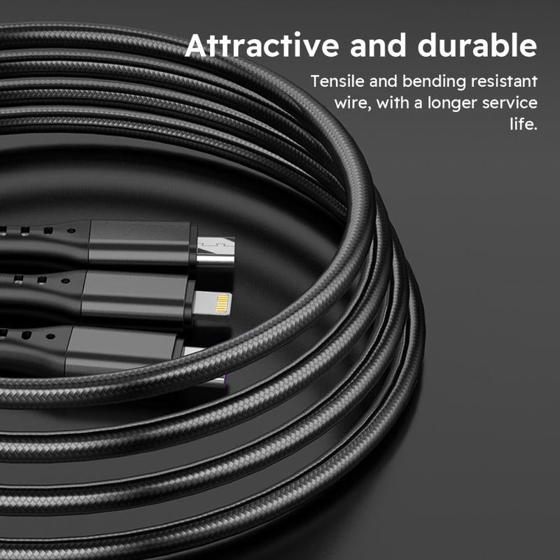 Jogrytece 2Pcs 1.2M/4Ft 66W Super Fast Charging USB Cable Mfi Certified 3 in 1 USB Charging Cable with Type-C, Micro USB, IP Port for Most Phones/Iphones/Tablets C Android Device Smartphone Cellphone Electronic Charger