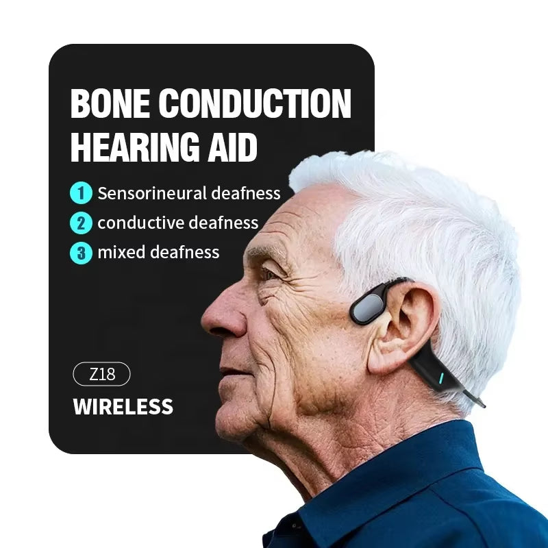 Ergonomic Fit Headset Hearing Aids Rechargeable Headphone Wireless Earphones Bone Conduction Headset for Elderly