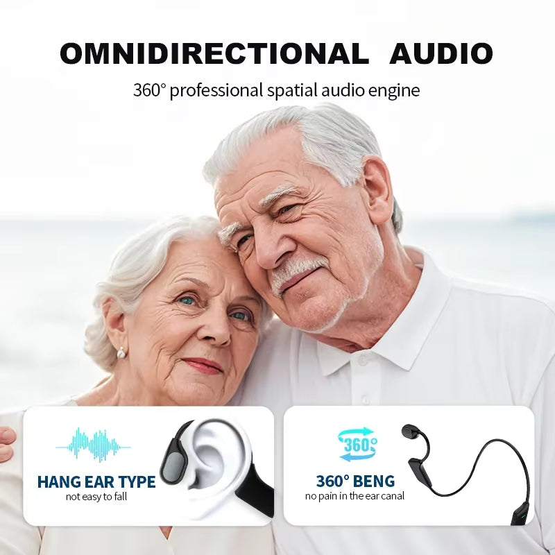 Ergonomic Fit Headset Hearing Aids Rechargeable Headphone Wireless Earphones Bone Conduction Headset for Elderly