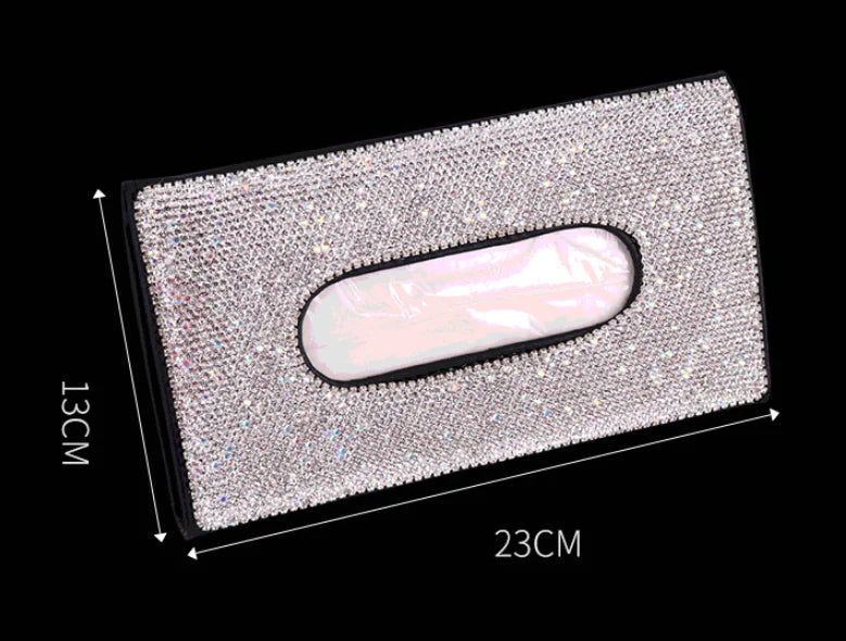 Car Sunshade Tissue Box with Rhinestones