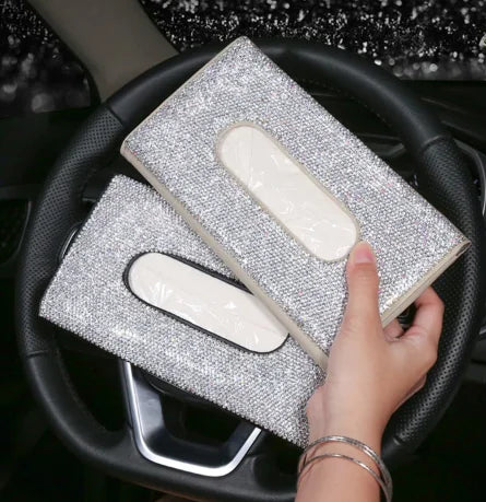 Car Sunshade Tissue Box with Rhinestones