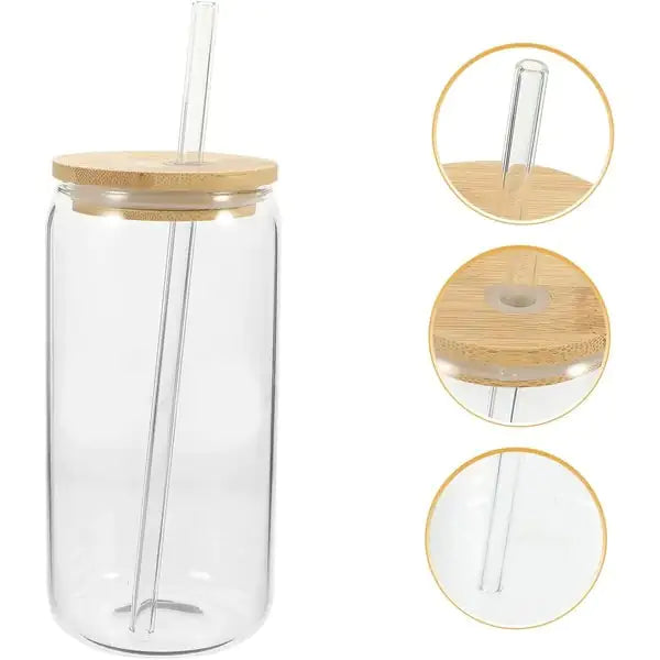 Transparent Glass Cup With Lid And Straw 500ml Multi Function Drinkware For Milk Tea Juice Coffee And Tea