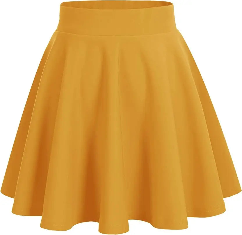 Woo THiNG Women Solid Flared Yellow Skirt