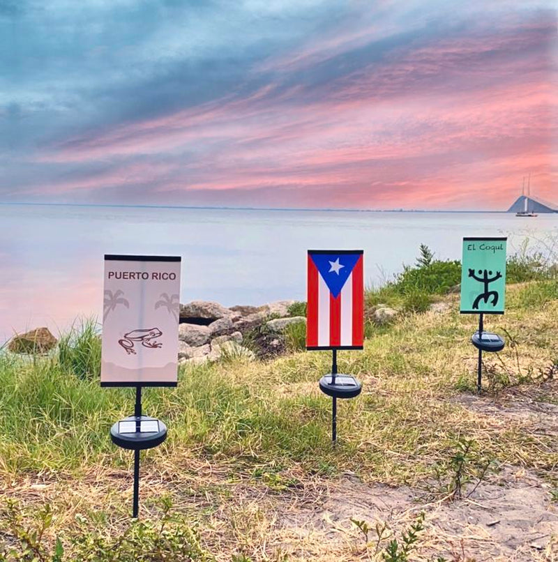 Puerto Rico Flag - El Pito De Coqui Echo Essence Flag Solar Garden Novelty Yard Sign Weather Resistant