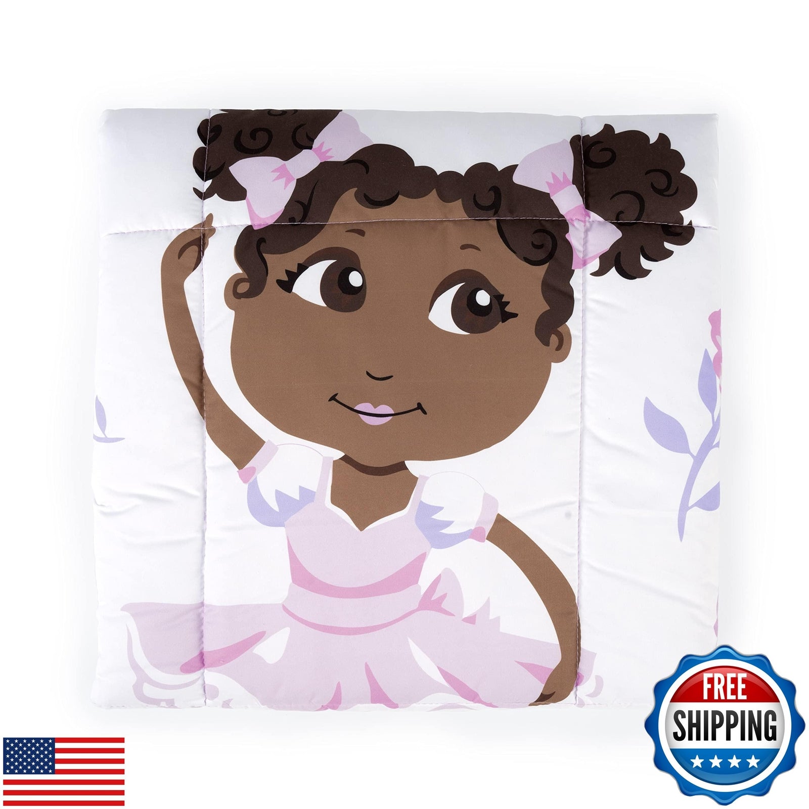 Little Muffincakes Zhara Toddler Quilted Blanket, Ballerina and Flower Print,