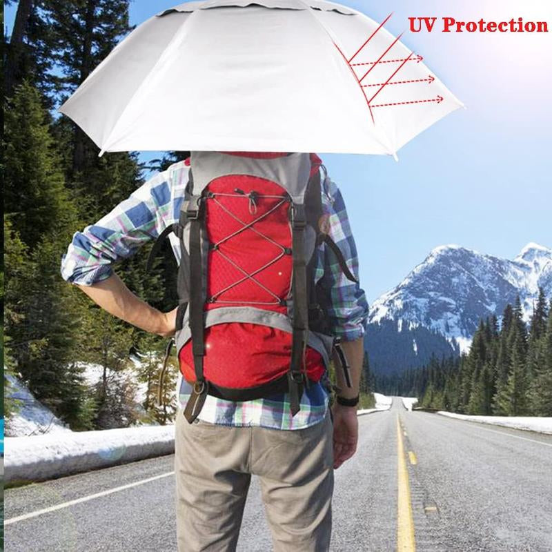 Head Umbrella Hat, Random Colours Compact Folding Hands Free Hat Umbrella for Adults Rain Sun Protection Gardening Fishing Hiking Beach Costume, 36 Inch Nature Cover