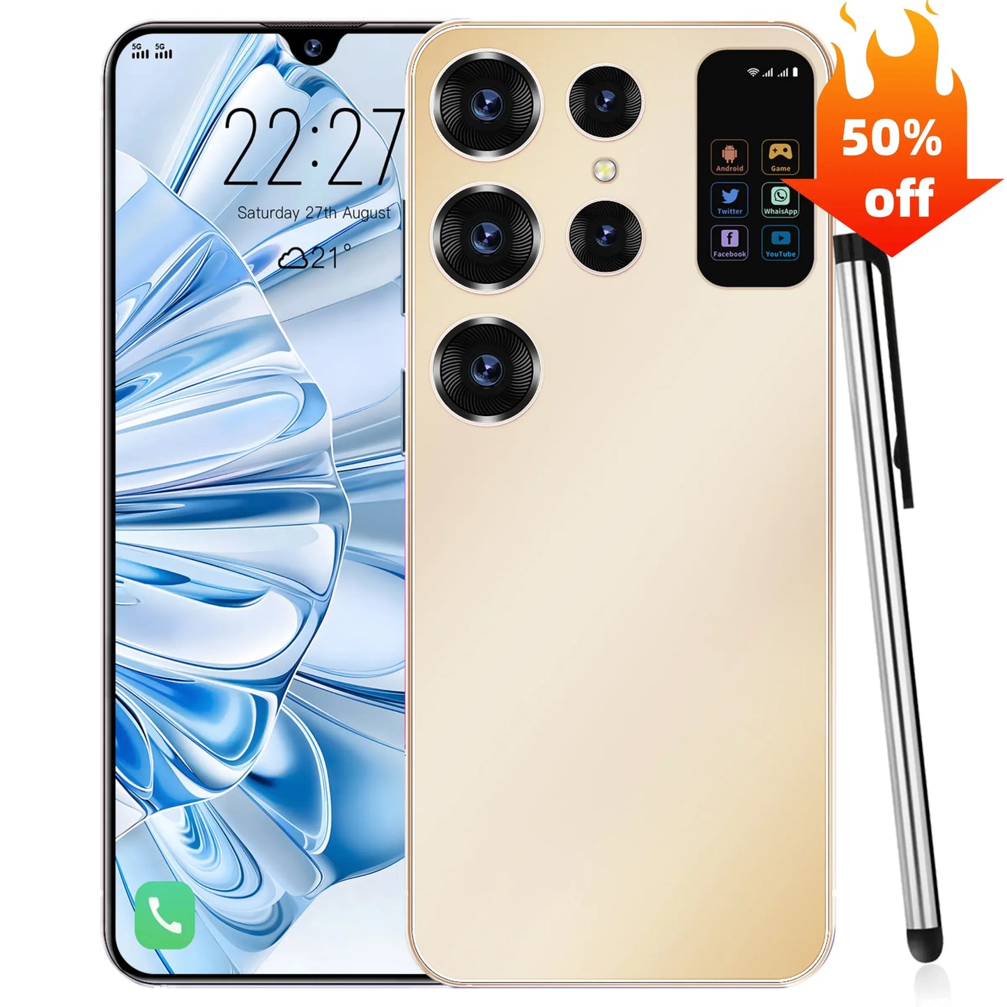 Shipping S25 Ultra Phone 16Gb+512Gb 32MP+64MP Face Unlock Full Display Android Cell Phone 6.7 Inch Smart Mobile Phone