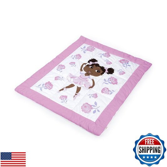 Little Muffincakes Zhara Toddler Quilted Blanket, Ballerina and Flower Print,