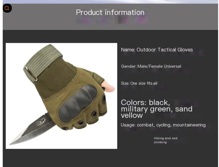 Men's Outdoor Tactical Half-Finger Gloves
